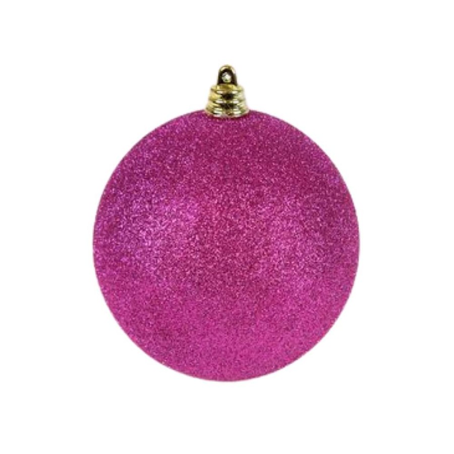 Farrisilk Ball Ornaments | Fuchsia Glitter Ball Ornament, 4"