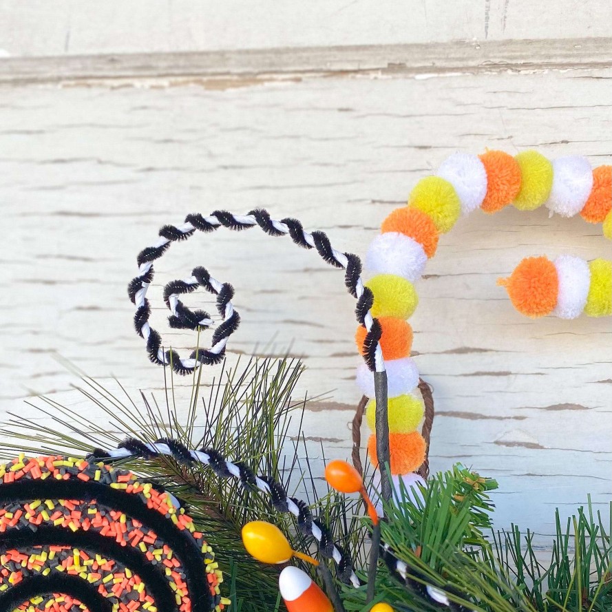 Liberty Floral Sprays | White And Black Chenille Curly Spray