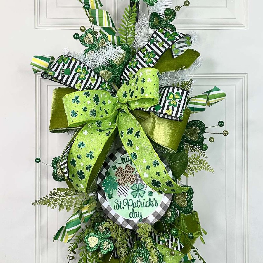 D. Stevens Ribbon | Green Glitter Shamrock On Green Ribbon, 2.5" X 10Yd