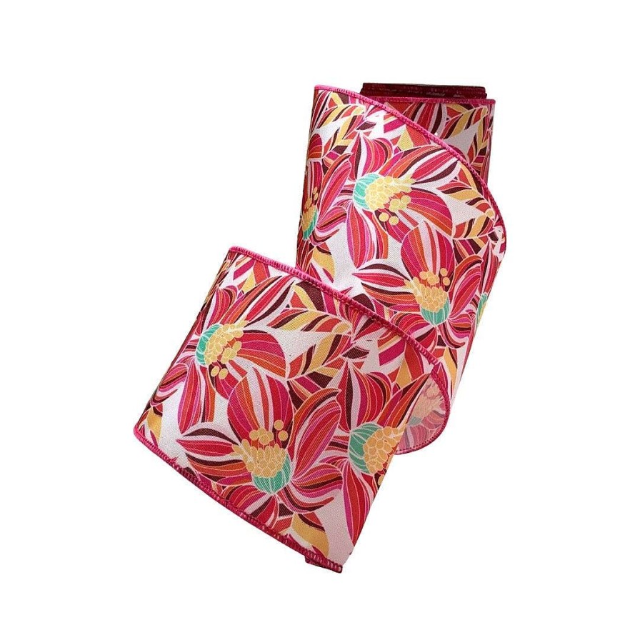 D. Stevens Spring | Contemporary Hibiscus Garden Ribbon, 4" X 10Yd