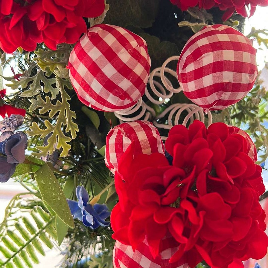 Liberty Floral Picks | Gingham Ball Pick