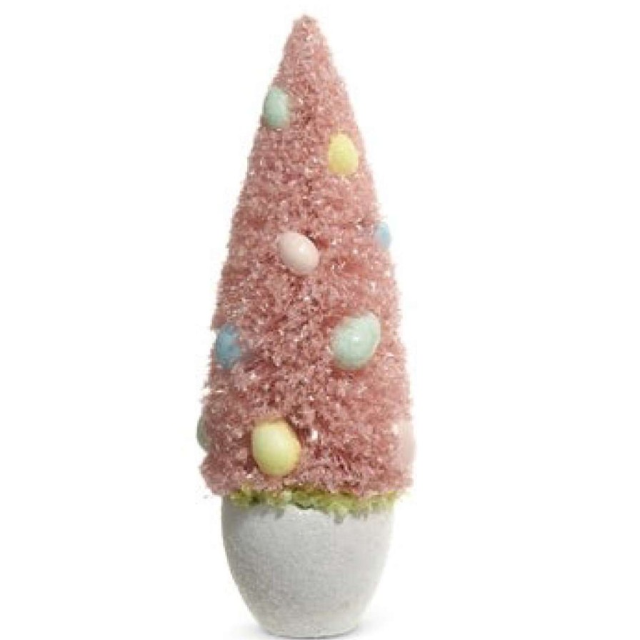RAZ Home Accents | Potted Bottle Brush Tree With Egg Ornaments