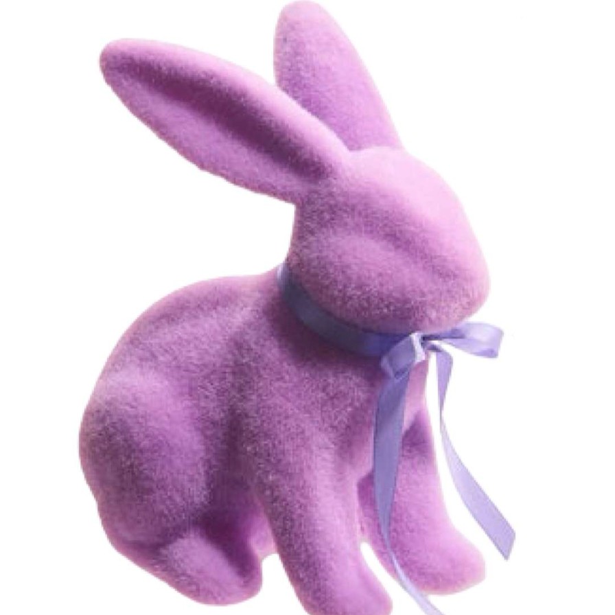 RAZ Home Accents | Pastel Purple Flocked Bunny