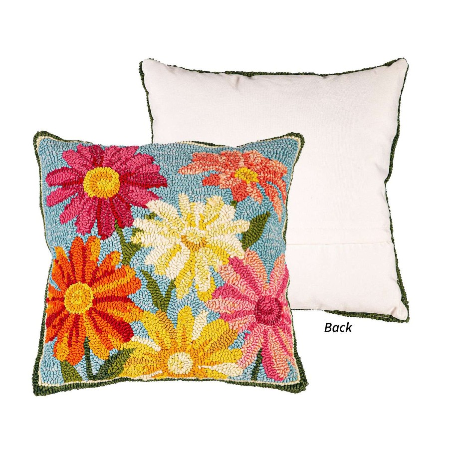 Evergreen Spring | Pastel Posies Hooked Throw Pillow
