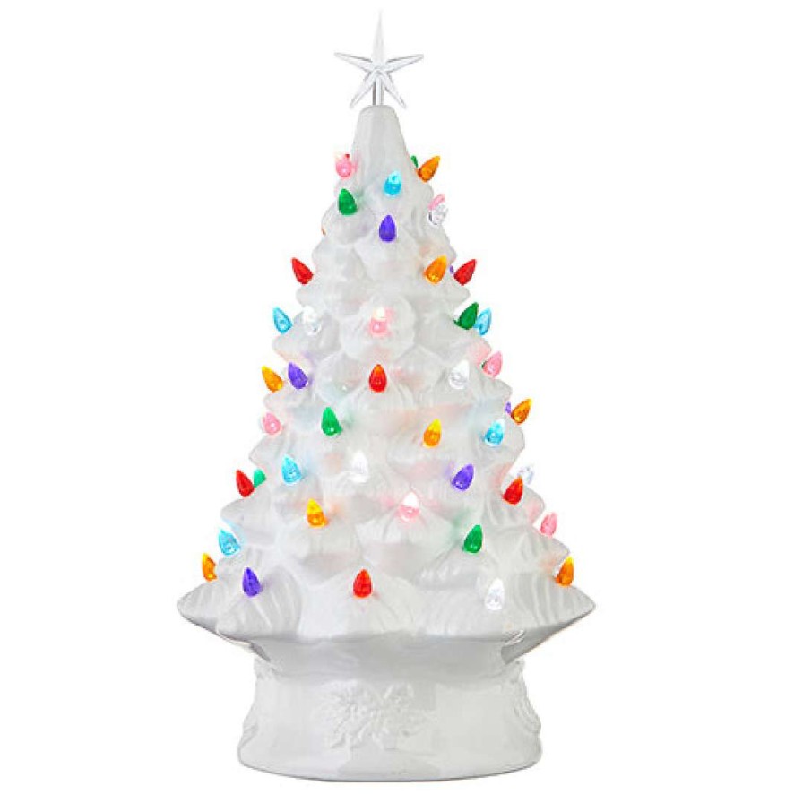 RAZ Focal Points | White Vintage Lighted Tree With Timer, 17"