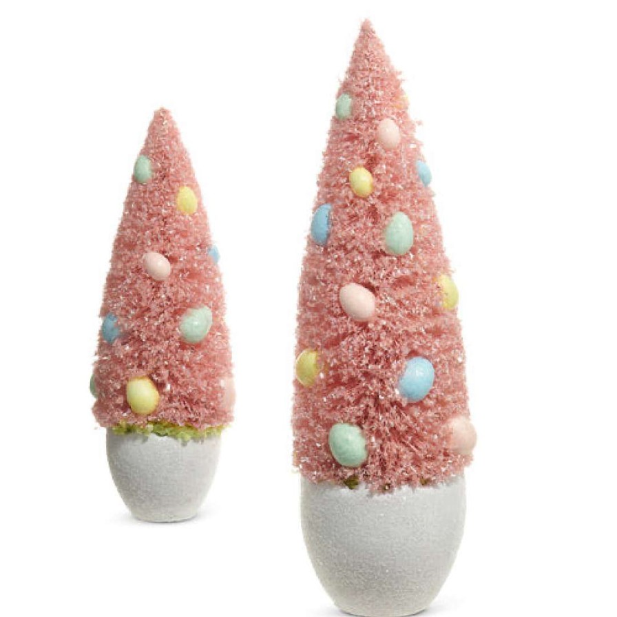 RAZ Home Accents | Potted Bottle Brush Tree With Egg Ornaments