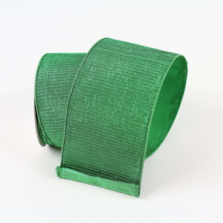 Farrisilk St. Patrick'S Day | Green Pleated Metallic Ribbon, 2.5" X 10Yd