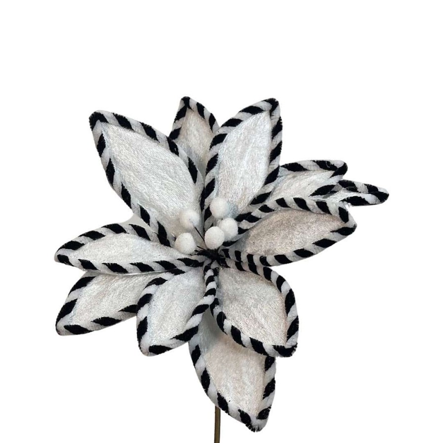 Liberty Floral Floral | Black And White Velvet Poinsettia Pick
