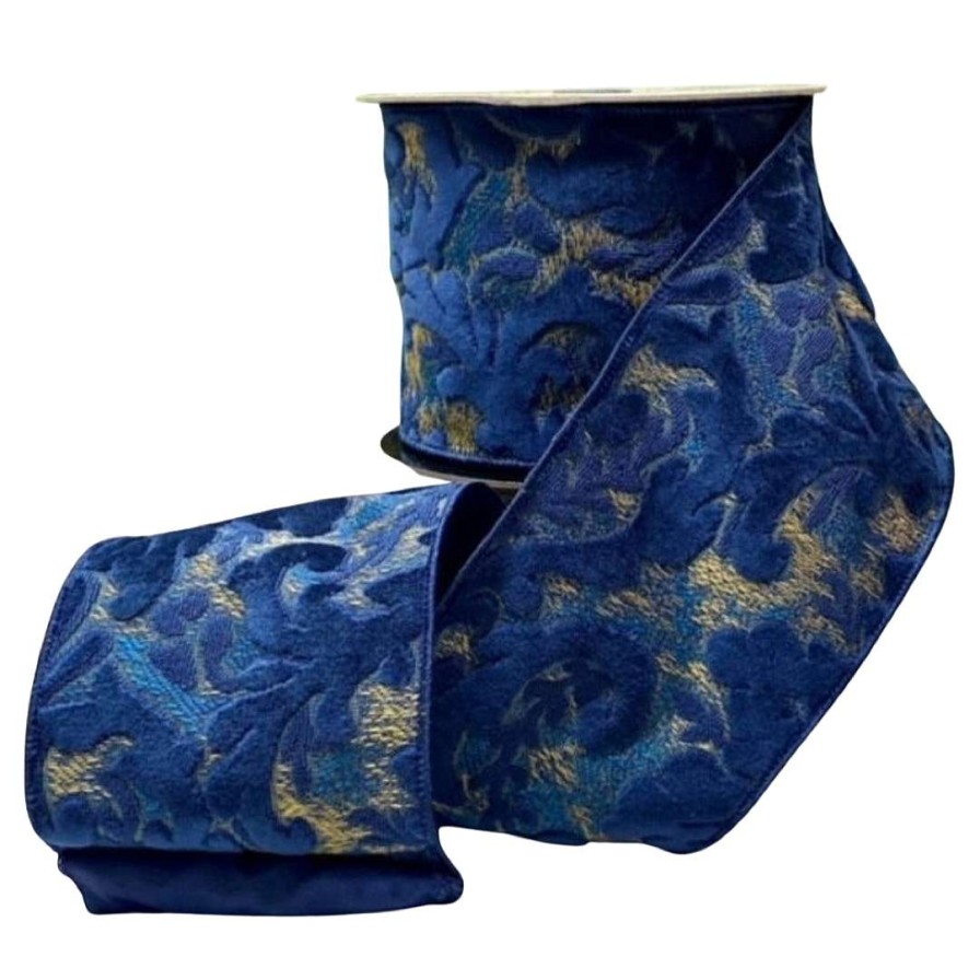 D. Stevens Ribbon | Jacquard Acanthus Leaves Ribbon, 4" X 10Yd