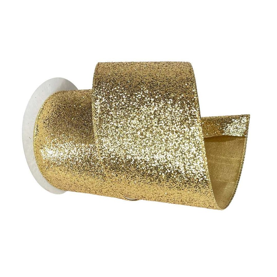 Farrisilk St. Patrick'S Day | Gold Glitter Magic Ribbon 4"X10Yd