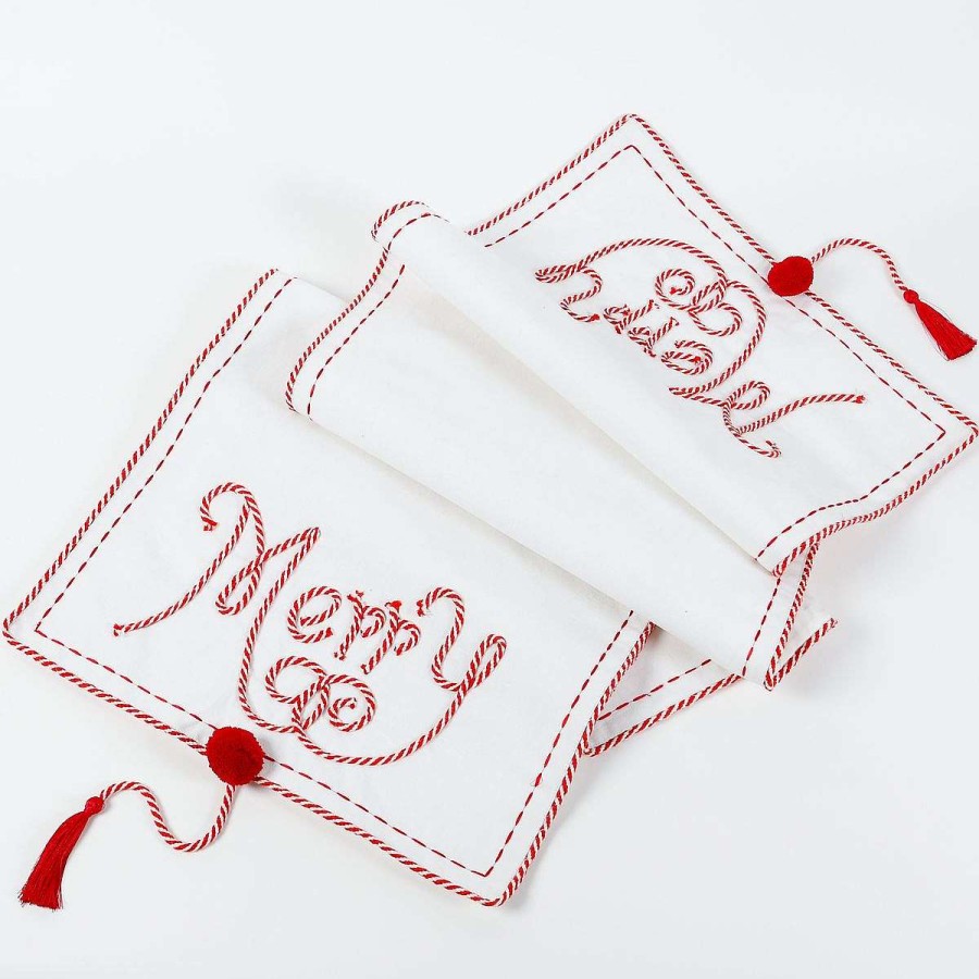 Deck The Halls Y'all Table Decor | Merry With Tassels Table Runner