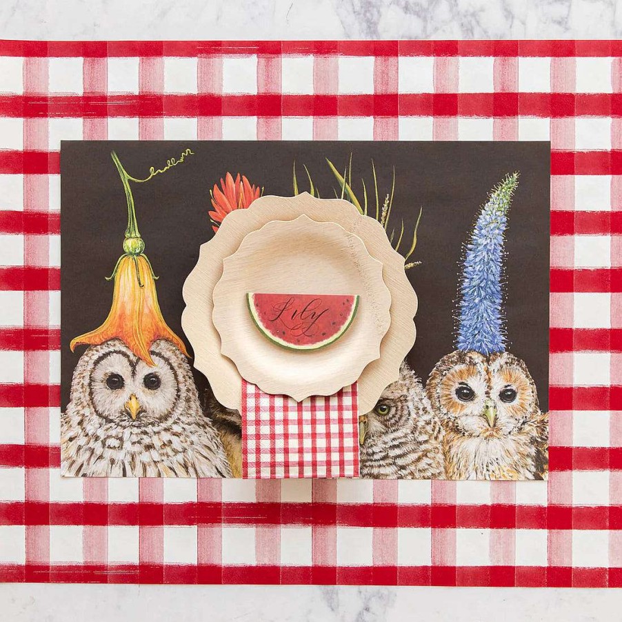 Hester & Cook Kitchen & Dining | Red Painted Check Cocktail Napkin Set