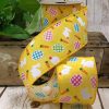 D. Stevens Ribbon | Multi Plaid Eggs And Bunnies On Yellow Ribbon, 2.5" X 10Yd