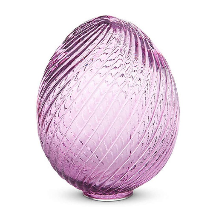 RAZ Home Accents | Purple Swirl Patterned Glass Egg, 6"