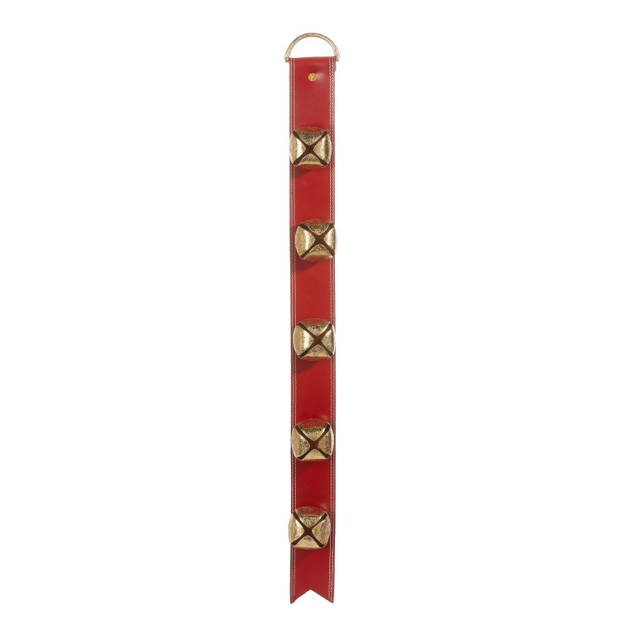 RAZ Wall Decor | Red Sleigh Bell Door Hanger, 32"