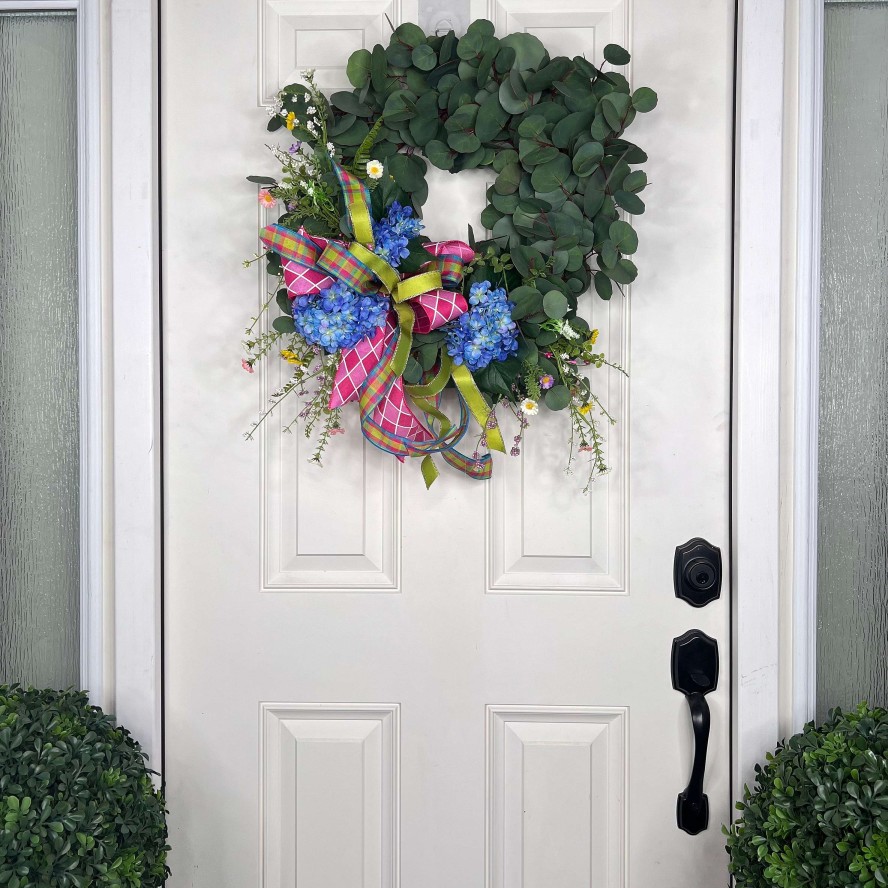 Miss Cayce's Door Decor | Blooming Blue Hydrangea Wreath