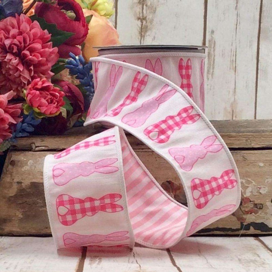 D. Stevens Ribbon | Pink And White Easter Ribbon, 2.5" X 10Yd