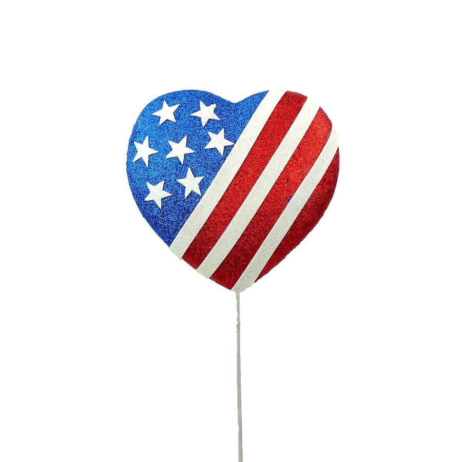 Liberty Floral Floral | Glitter Stars And Stripes Heart Pick