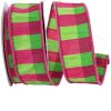 Reliant Ribbon Spring Ribbon | Fuchsia & Lime Elizabeth Ribbon, 1.5" X 10Yd