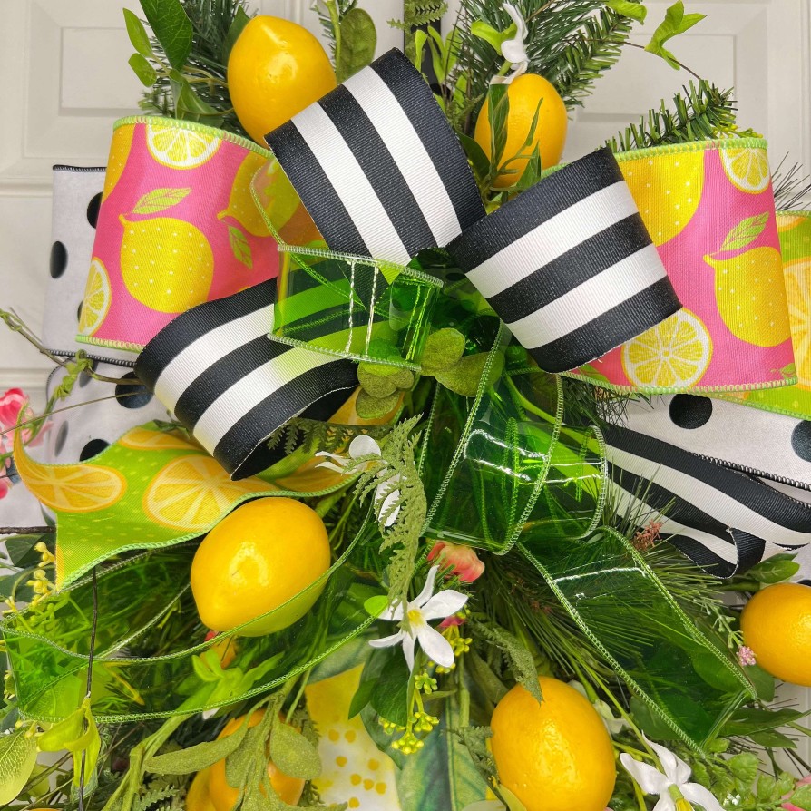 D. Stevens Spring | Sliced Lemons Pink Ribbon, 4" X 10Yd