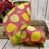 D. Stevens Spring Ribbon | Sliced Lemons Pink Ribbon, 4" X 10Yd
