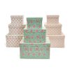 Two's Company Figurines | Floral Block Print Nesting Boxes