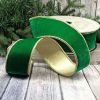 D. Stevens Ribbon | Green Velvet Glitter Gold Trim Ribbon, 4" X 10Yd