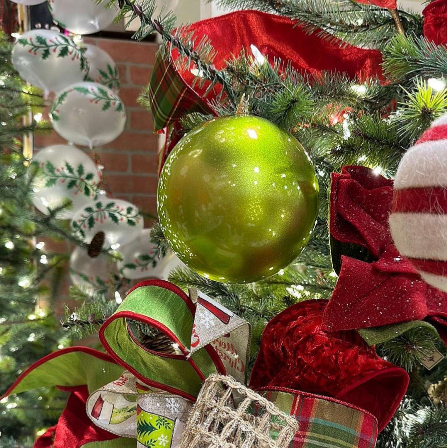 Farrisilk Ball Ornaments | Lime Green Candy Apple Ball Ornament, 6"