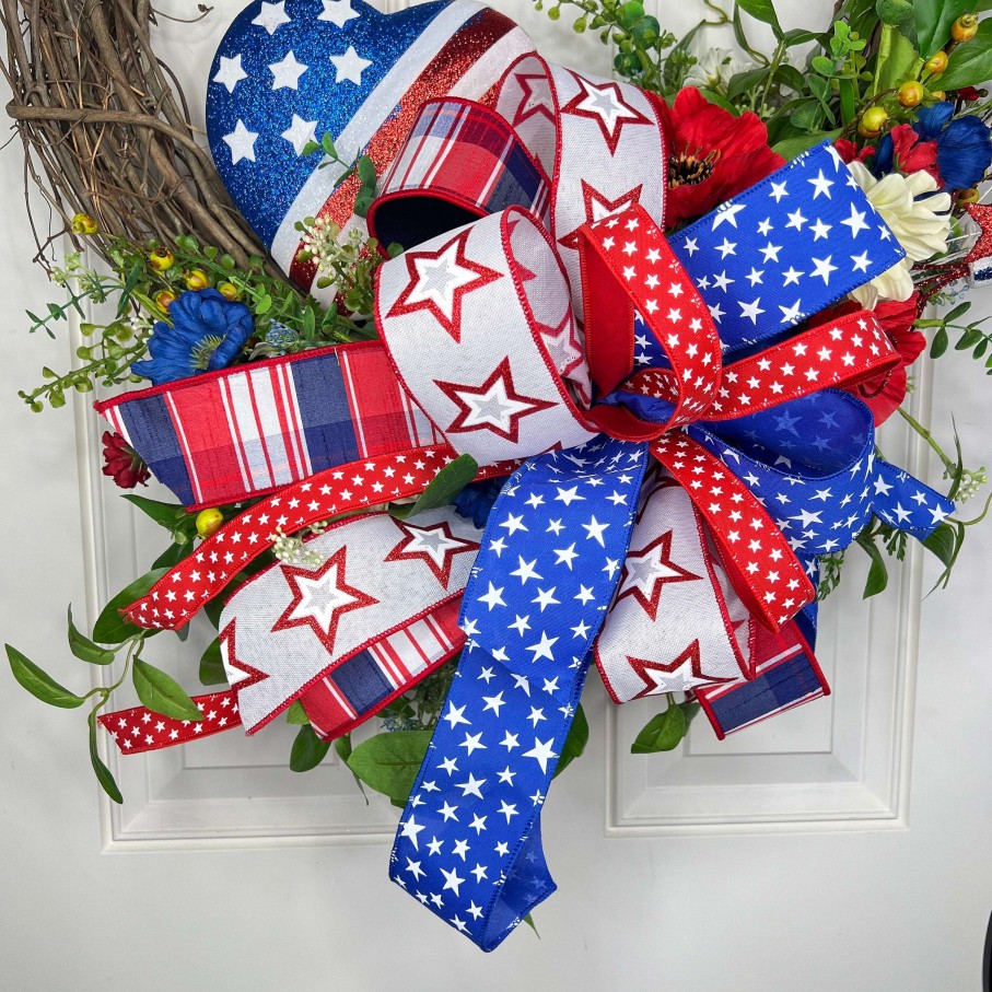 Miss Cayce's Door Decor | Hearts Of Patriotism Wreath