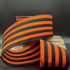 D. Stevens Ribbon | Dupioni Black And Orange Stripe Ribbon, 4" X 10Yd