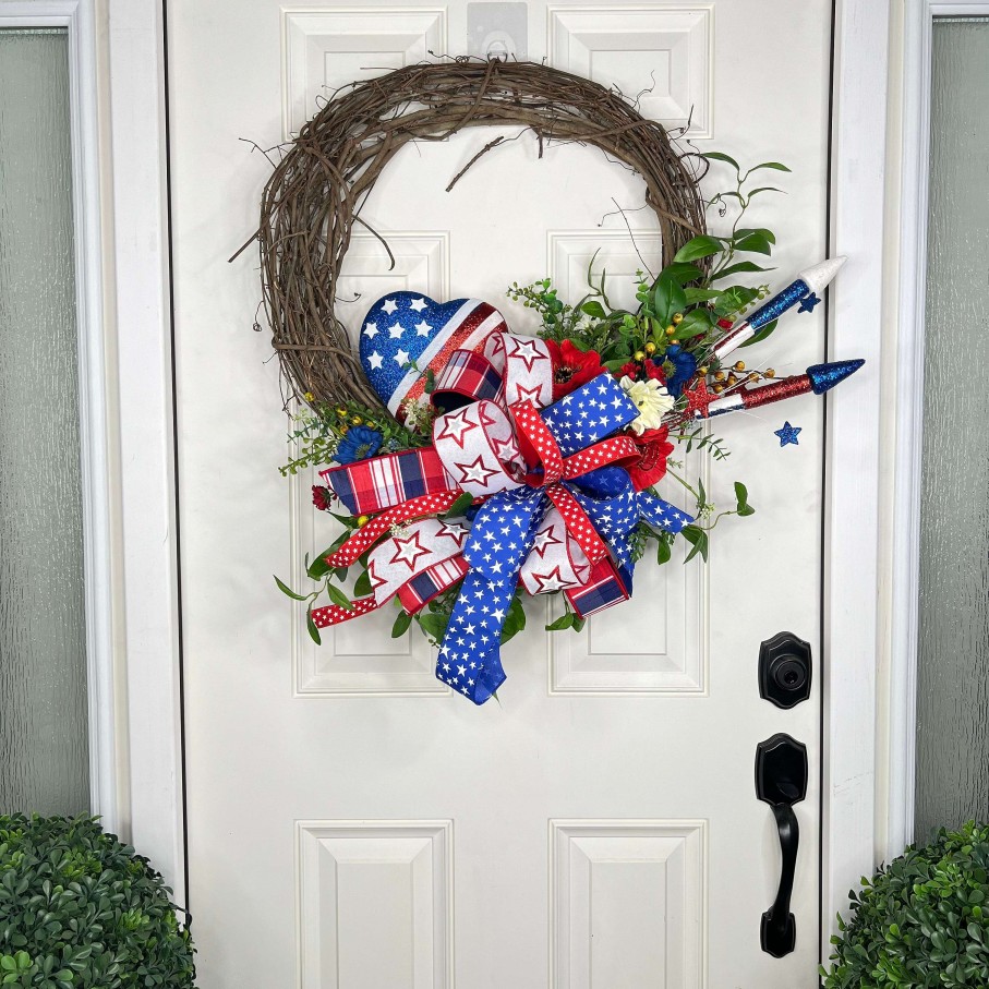 Miss Cayce's Door Decor | Hearts Of Patriotism Wreath