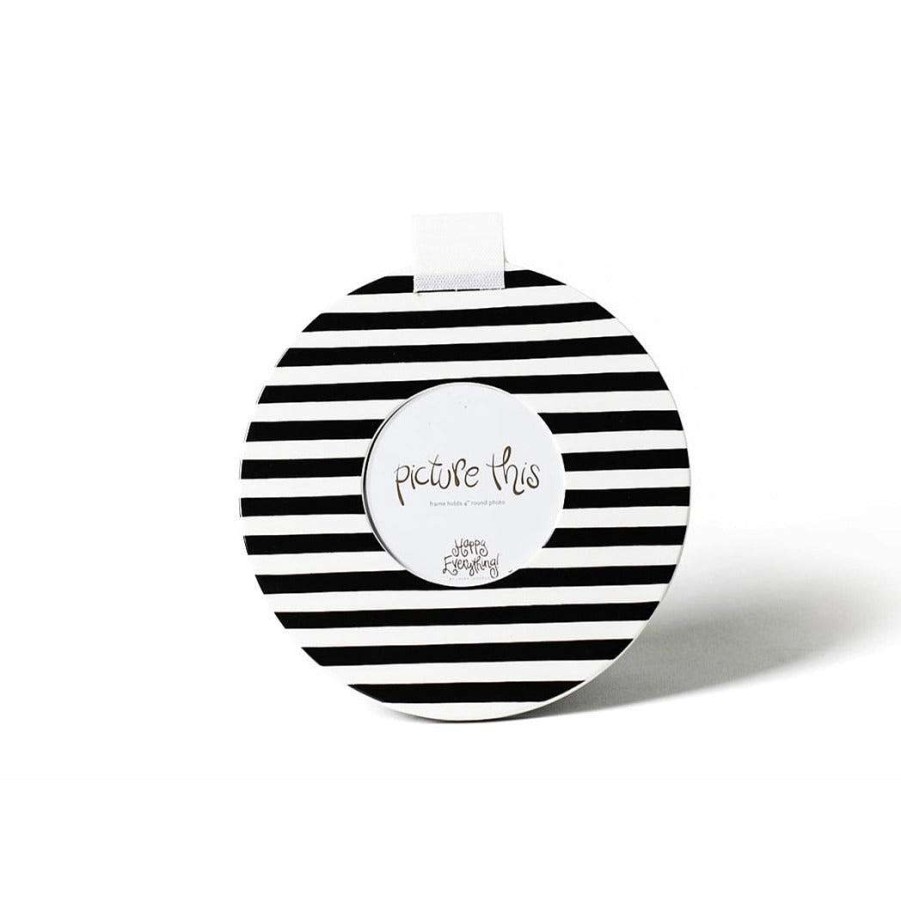 Happy Everything Home Accents | Black Medium Stripe Round Frame By Happy Everything!