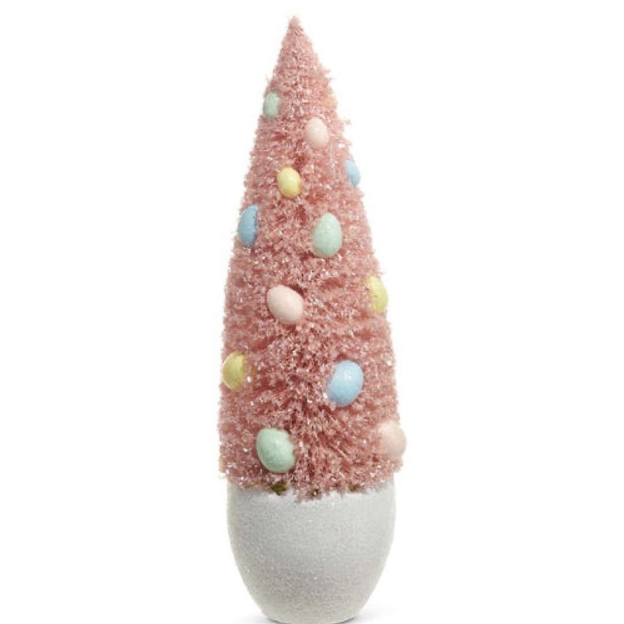 RAZ Focal Points | Potted Bottle Brush Tree With Egg Ornaments