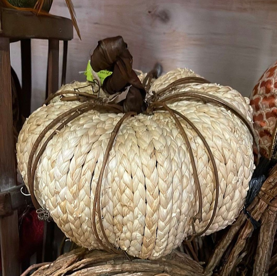 Liberty Floral Figurines | Woven Corn Husk Pumpkin, Small