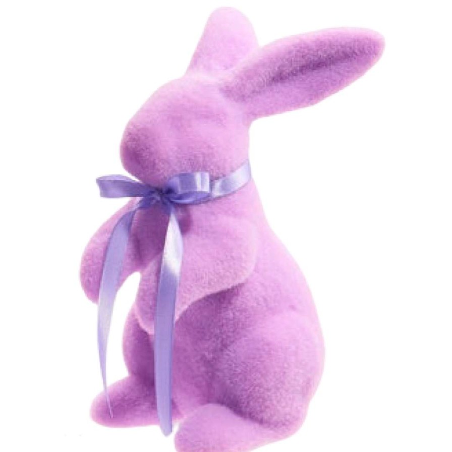 RAZ Figurines | Pastel Purple Flocked Bunny