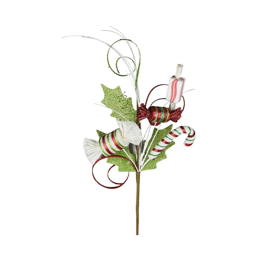Direct Export Co. Floral | Candy & Holly Leaves Pick