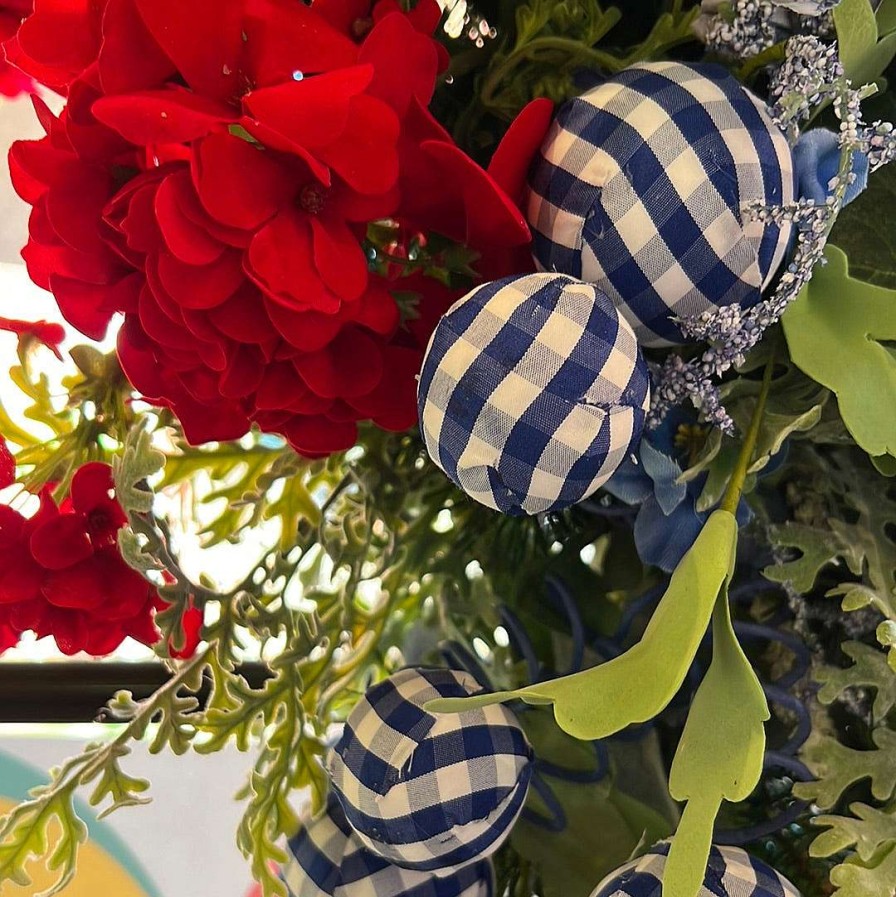 Liberty Floral Picks | Gingham Ball Pick
