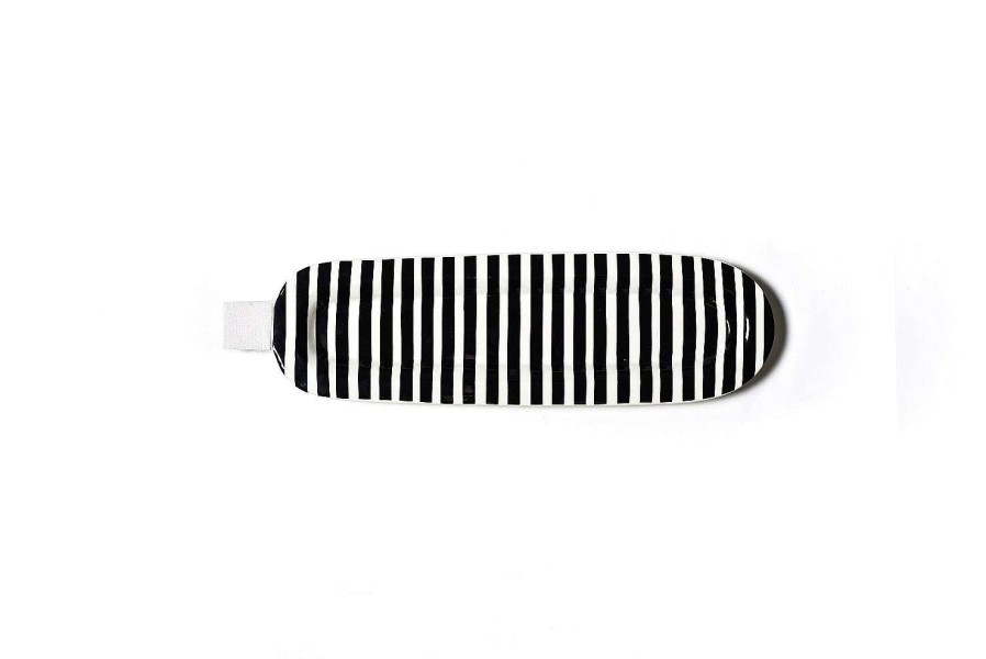 Happy Everything Table Decor | Skinny Oval Black Stripe Mini Entertaining Platter By Happy Everything!