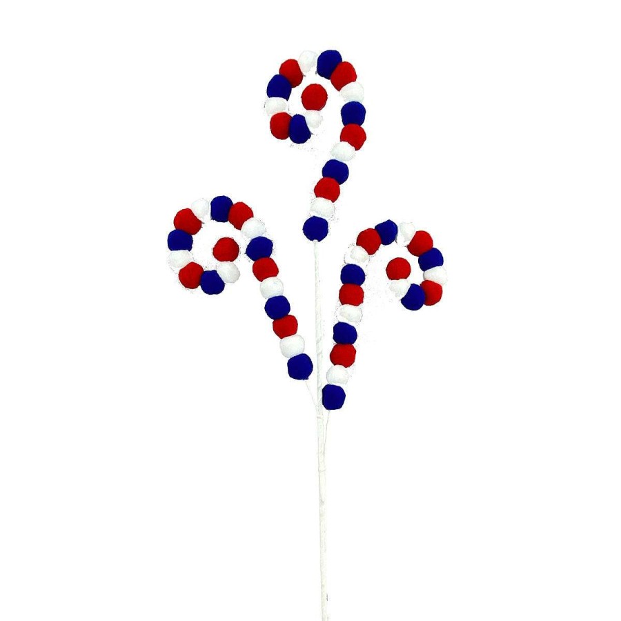 Liberty Floral Sprays | Red, White, And Blue Felt Ball Curly Spray