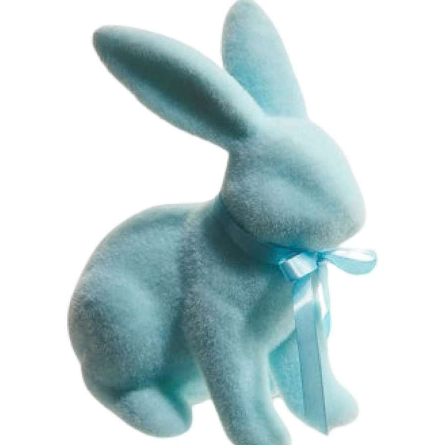 RAZ Figurines | Pastel Blue Flocked Bunny