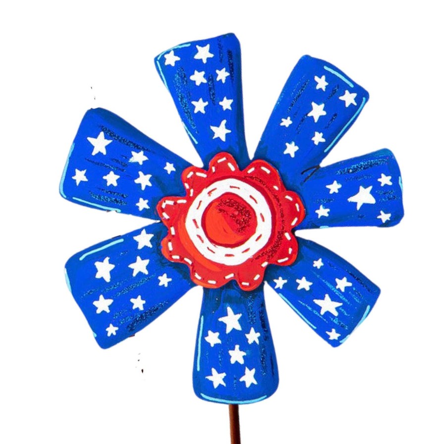 The Round Top Collection Pot Stakes | Patriotic Ribbon Flowers