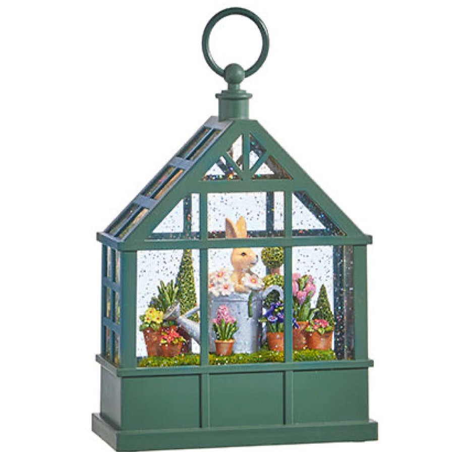 RAZ Home Accents | Bunny And Watering Can Lighted Water Greenhouse