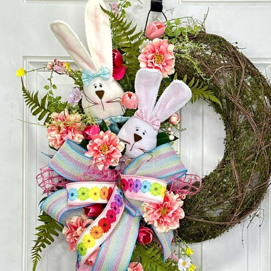 Miss Cayce's Door Decor | Bunny Love Easter Wreath