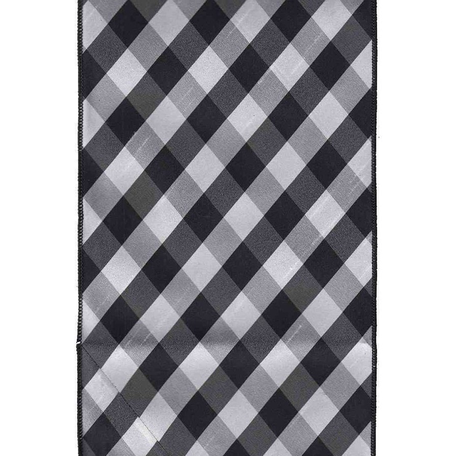 D. Stevens Ribbon | Diagonal Check Black And White Ribbon, 8" X 10Yd