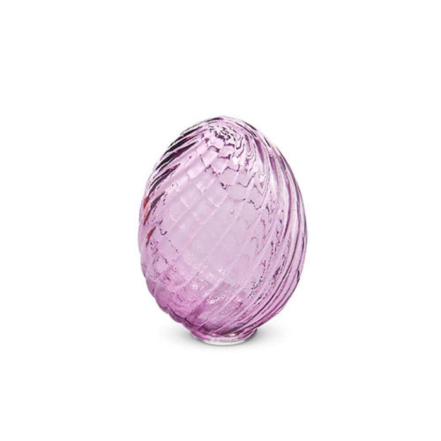 RAZ Figurines | Purple Swirl Patterned Glass Egg, 4"