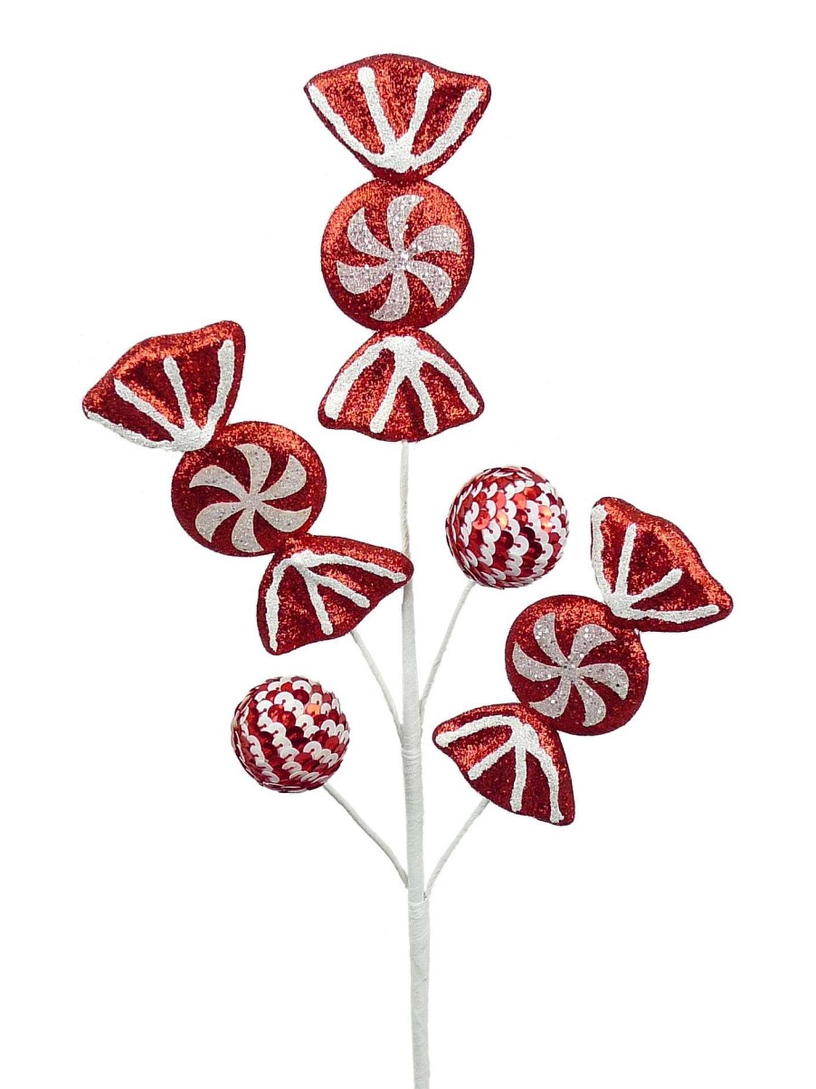 Liberty Floral Picks | Glitter Peppermint Candy Pick