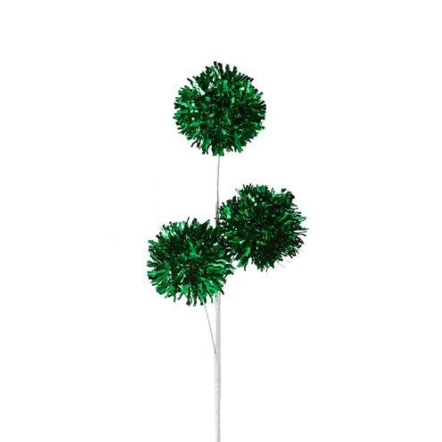 RAZ Floral | Green Tinsel Ball Spray