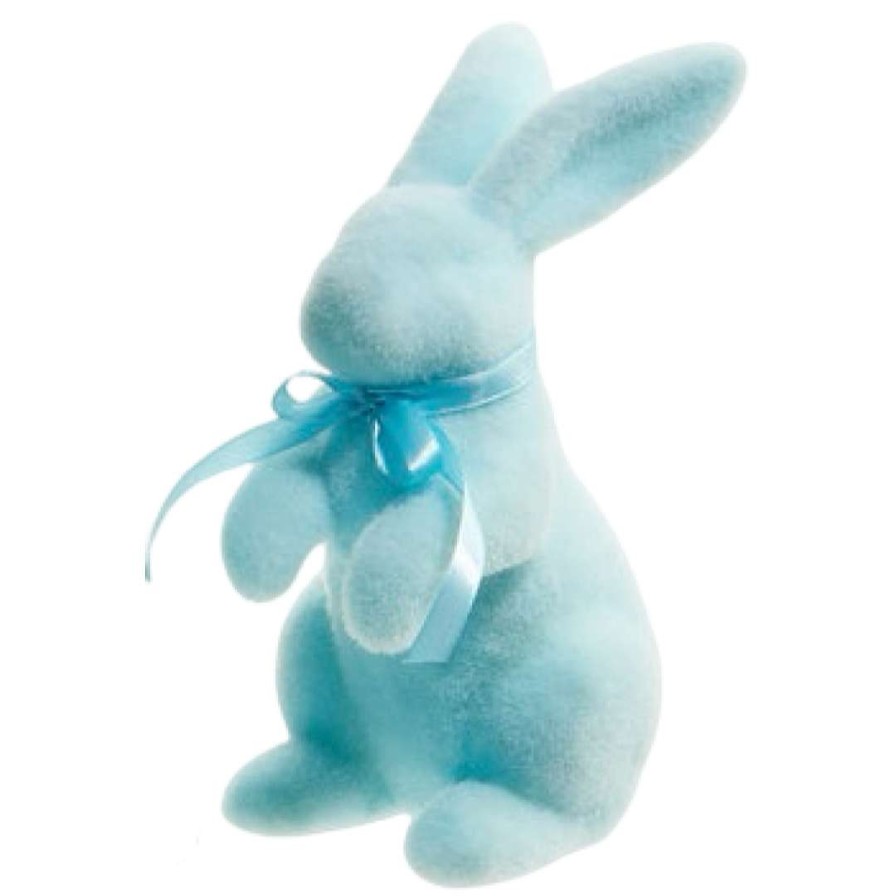 RAZ Home Accents | Pastel Blue Flocked Bunny