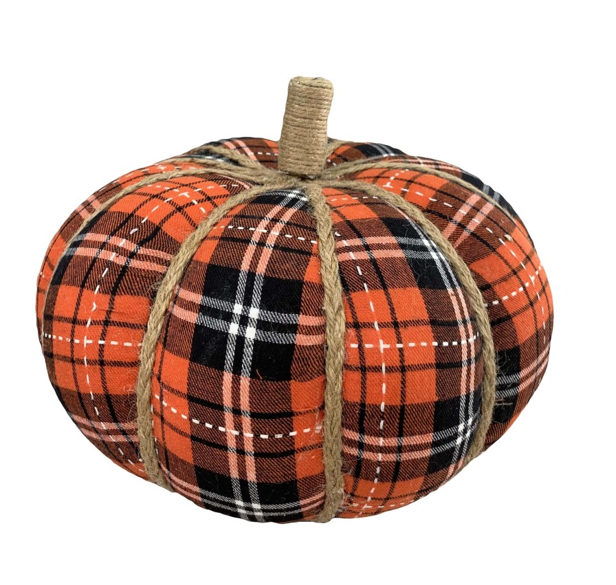 Liberty Floral Home Accents | Plaid Fabric Pumpkin-Large