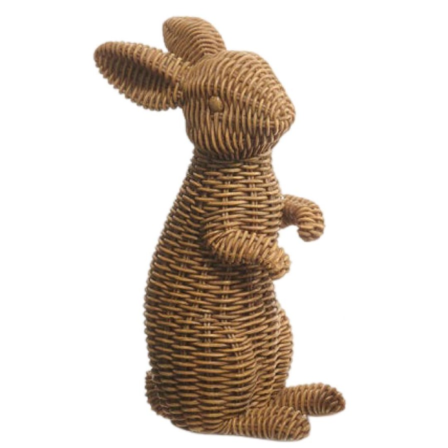 RAZ Figurines | Brown Basketweave Rabbits